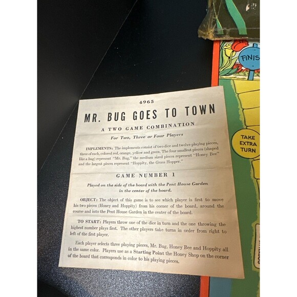 Vintage 1941 Milton Bradley “Mr. Bug Goes to Town” Board Game Complete - Picture 2 of 10